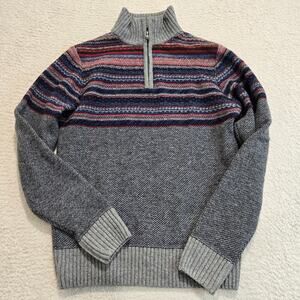 Gianetti Men's Wool Blend Fair Isle Sweater Made in Italy 1/4 zip Size S